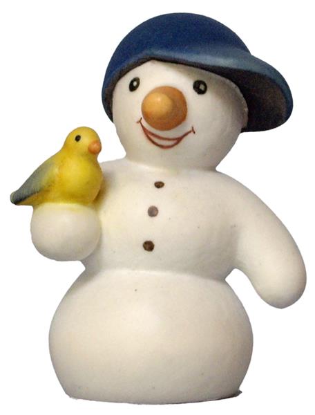 Schneemann mit Vogel 7 cm