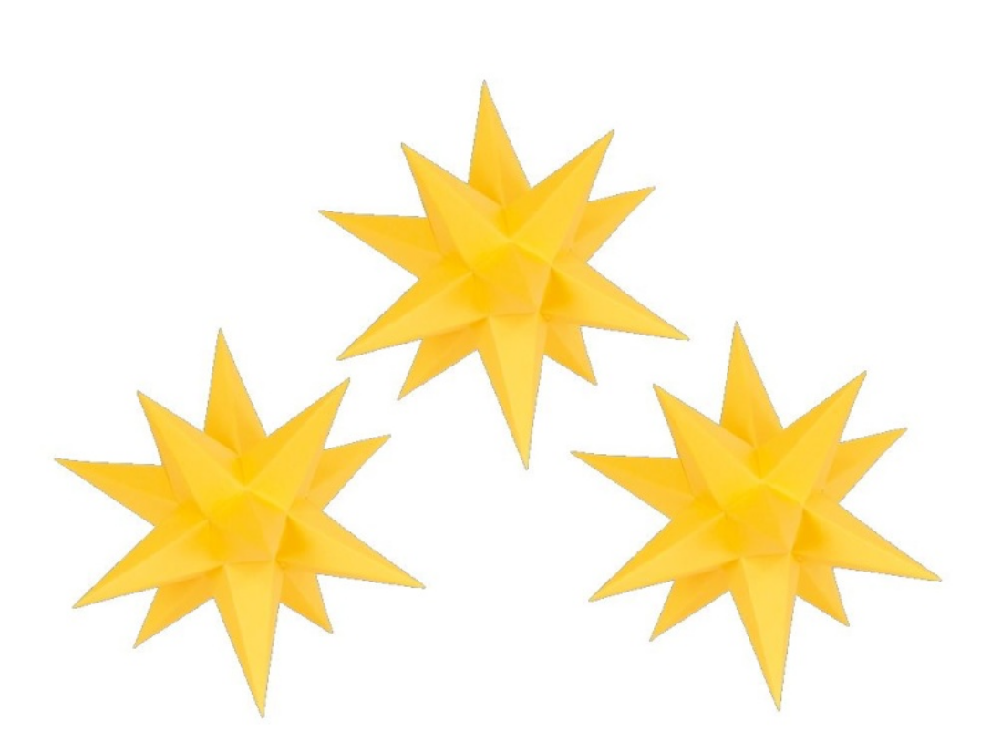 3er Set Adventssterne aus Papier, altgold - einfarbig, 17 cm