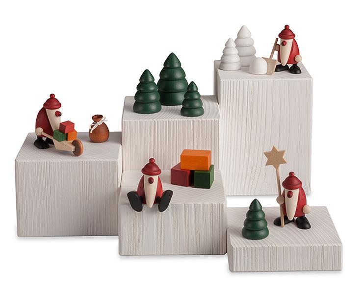 Miniaturset 3 | Weihnachtsmann mit Schubkarre und Sack