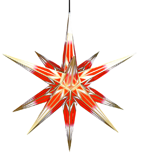 Haßlauer Stern-Außen, rot/weiß mit Goldmuster