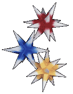 Sterne klein 3er Set - Rot/Gelb/Blau mit weißen Spitzen, 16 cm