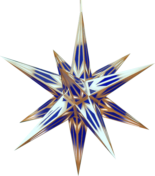Haßlauer Stern Innen, blau weiß mit Goldmuster