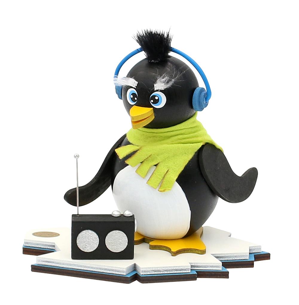 Holz Räucher-Pinguin "Ric"mit Radio 15x12x13 cm