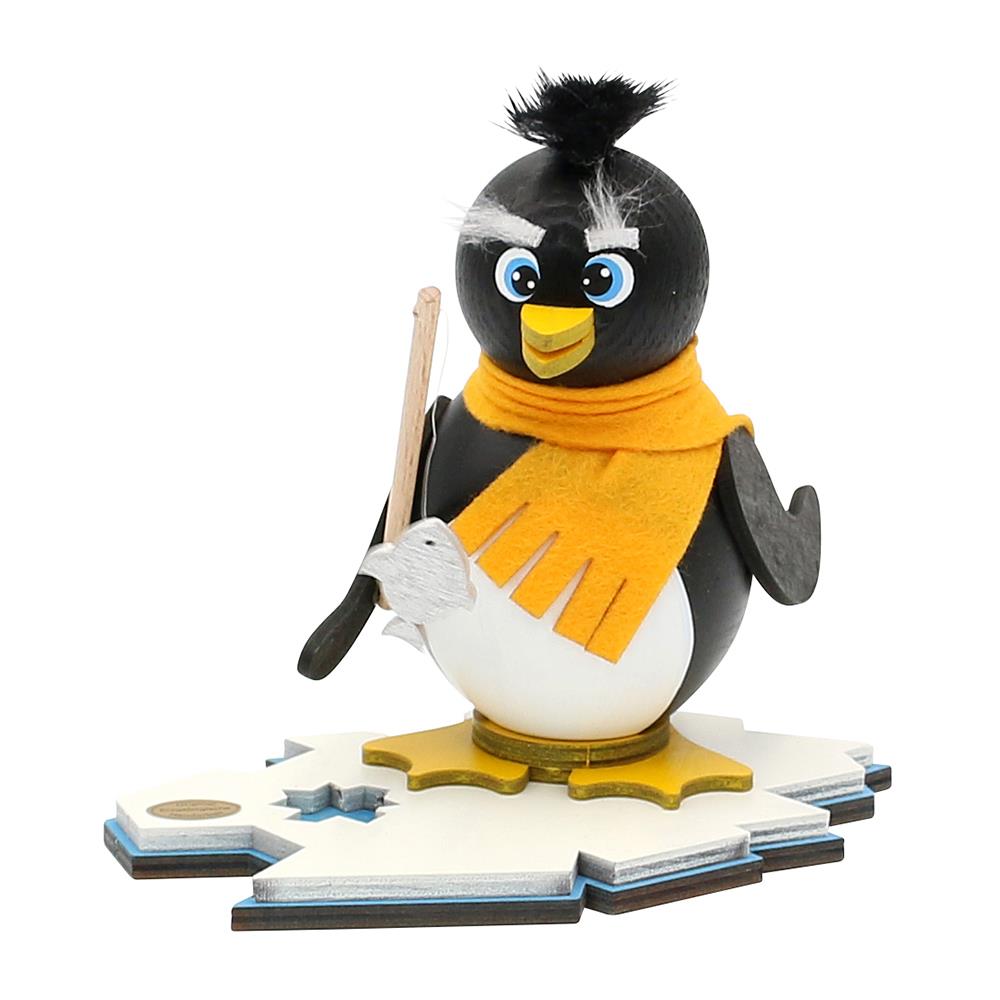 Holz Räucher-Pinguin "Skipper" der Angler 15x12x13 cm