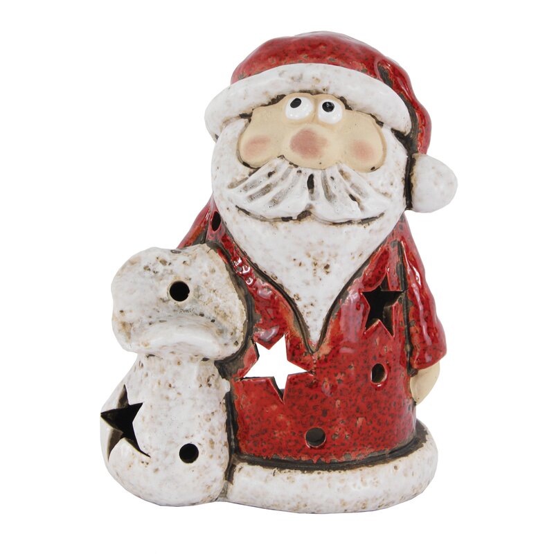 Windlicht - Weihnachtsmann, Keramik, 11 x 6 x 15 cm