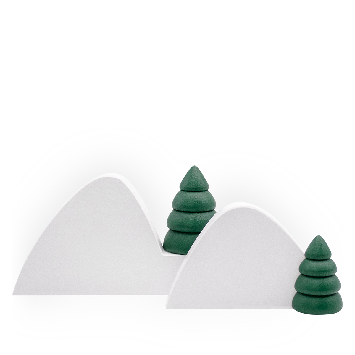 Miniatur | Winterlandschaft 1 mit zwei halben grünen Bäumen