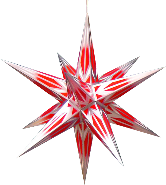 Haßlauer Stern Außen, rot weiß mit Silbermuster
