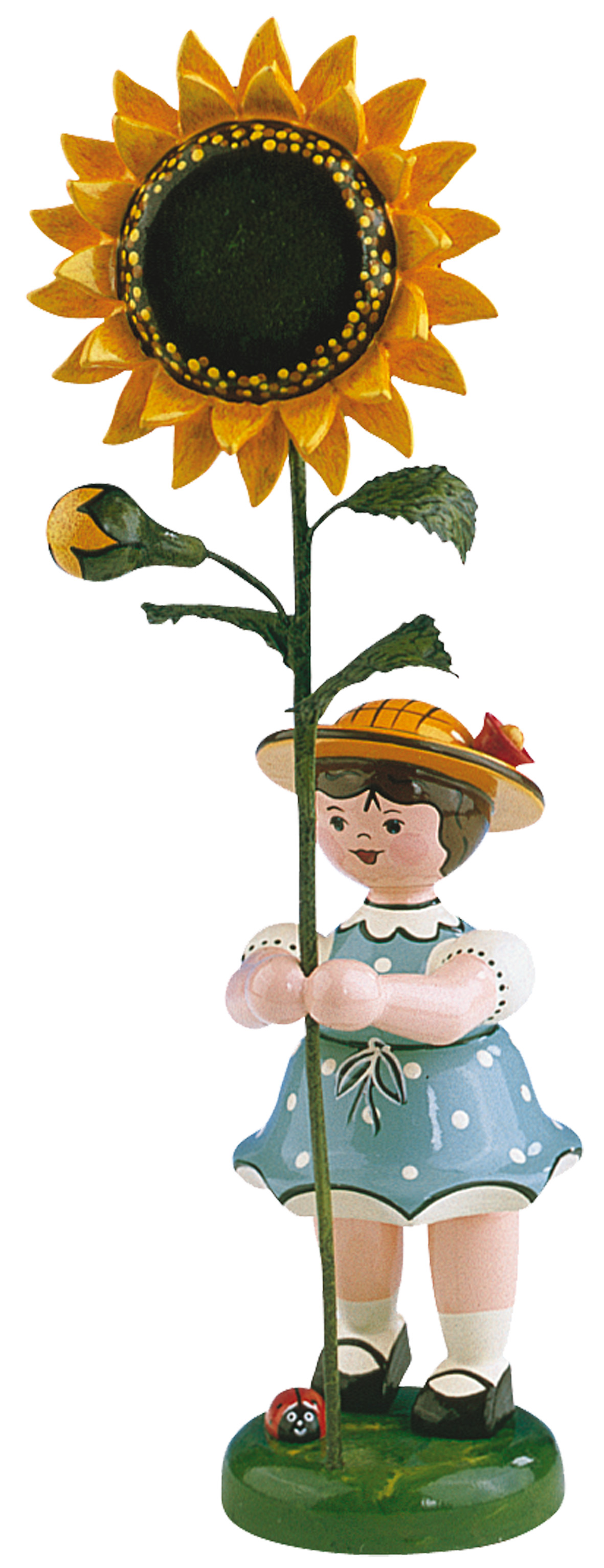 Original Hubrig Volkskunst Mädchen mit Sonnenblume Erzgebirge