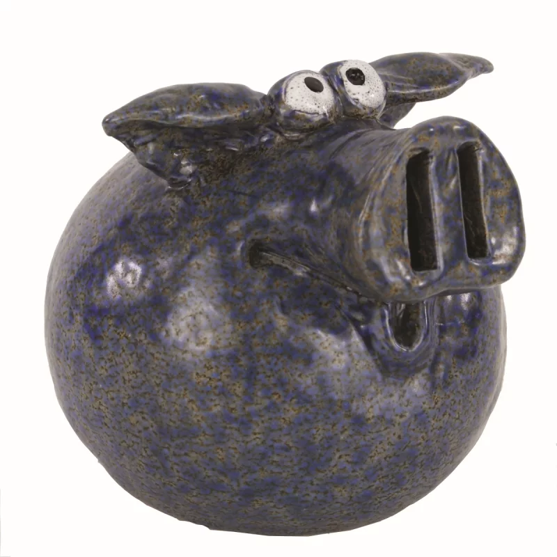 Sparschwein blau, Keramik