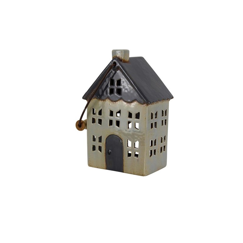 Laterne - Haus mit Henkel, graues Dach